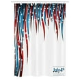 thumbnail image 1 of 4th of July Stall Shower Curtain, American Love Inspired Heart Shaped Flags Traditional United States Design, Fabric Bathroom Set with Hooks, 54W X 78L Inches, Blue and Red, by Ambesonne, 1 of 1