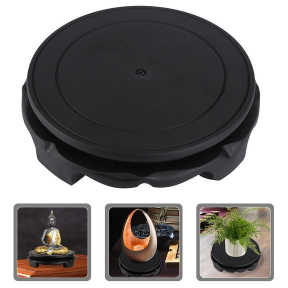 FRCOLOR Wooden Display Stand for Antiques and Decorations Black Round Wood Base Practical and Durable 7.5 Inches