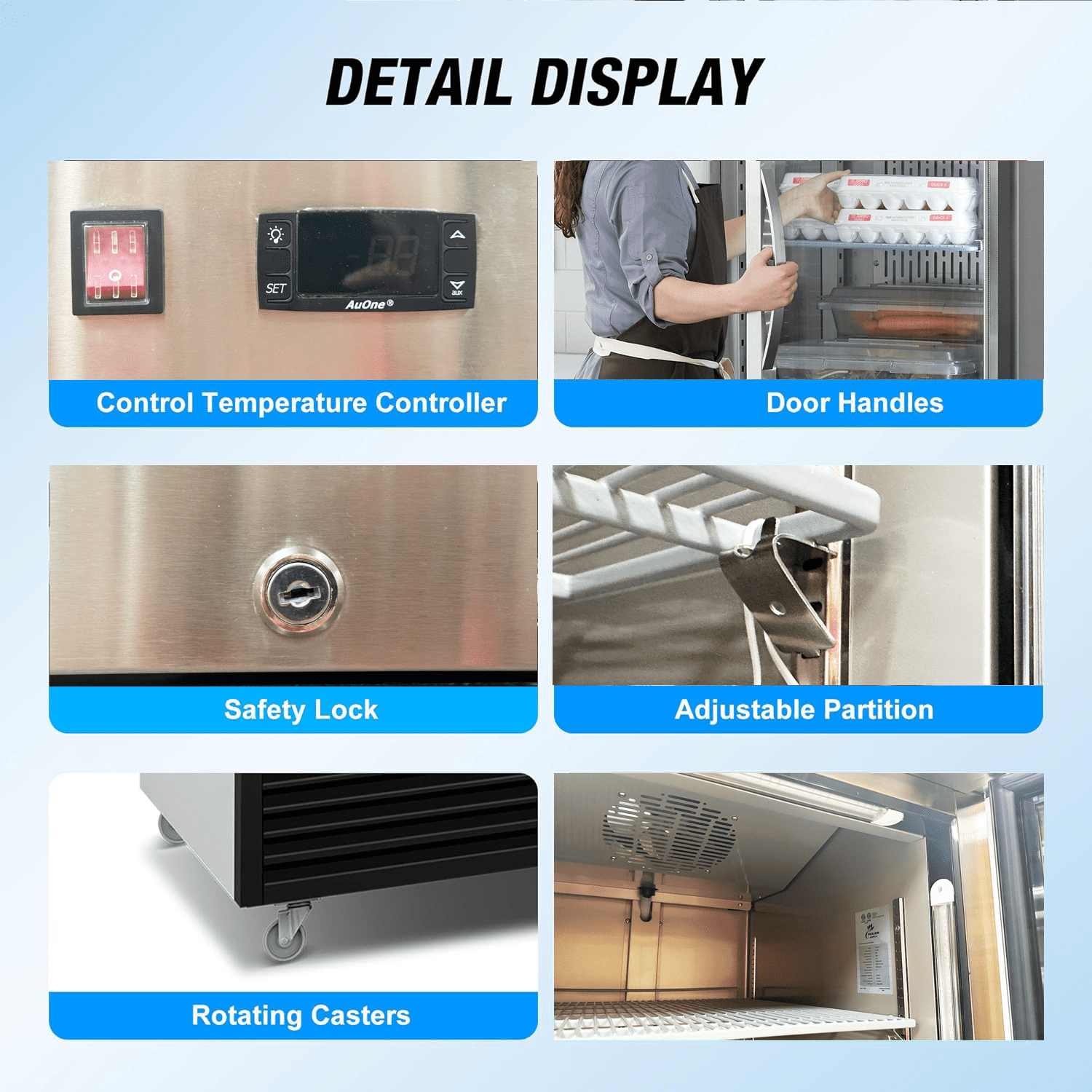 Commercial Refrigerator 27 /2 inch , 17.8 cu.ft, Glass Door Stainless Steel Frame Merchandiser, NSF certified