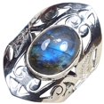 thumbnail image 2 of Labradorite Anneau Ovale Forme Bleu Lumière 925 Sterling Silver US Taille 8,5, 2 of 2