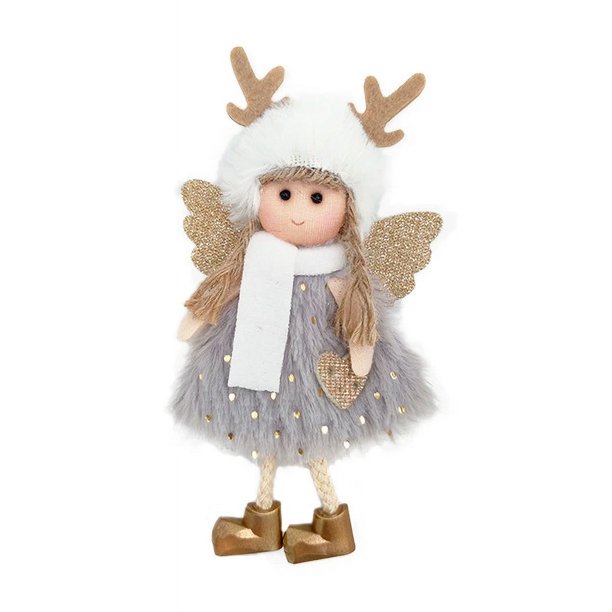 Christmas Angel Ornaments - Cute Doll Christmas Tree Ornaments Decor - Hat & Cloth for Girls Birthday Party Decorations - Reindeer Angel(gray)