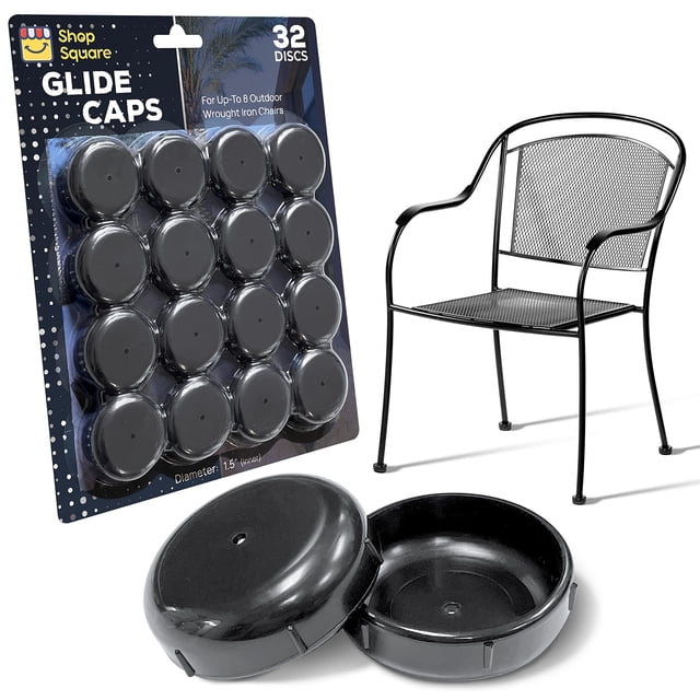 Tapones para patas de muebles Shop Square cuadrados de plástico negro de 1,5" - 32 unidades