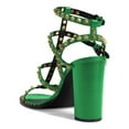 thumbnail image 3 of FSJ Women Open Toe Studded Rivets Gladiator Sandals Ankle Strap Buckle Chunky High Heels Cocktail Party Fashion Dressy Shoes Size 8 Green, 3 of 5