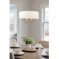 thumbnail image 3 of Kira Home Quinn 22" 5-Light Chandelier / Adjustable Chain Link Hanging Light + White Linen Drum Shade, Brushed Nickel, 3 of 7
