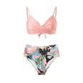 thumbnail image 5 of TOWED22 Women's Bikini Sets Two Piece Swimsuit High Waisted V Neck Twist Front Adjustable Spaghetti Straps Bathing Suit(Pink,M), 5 of 6