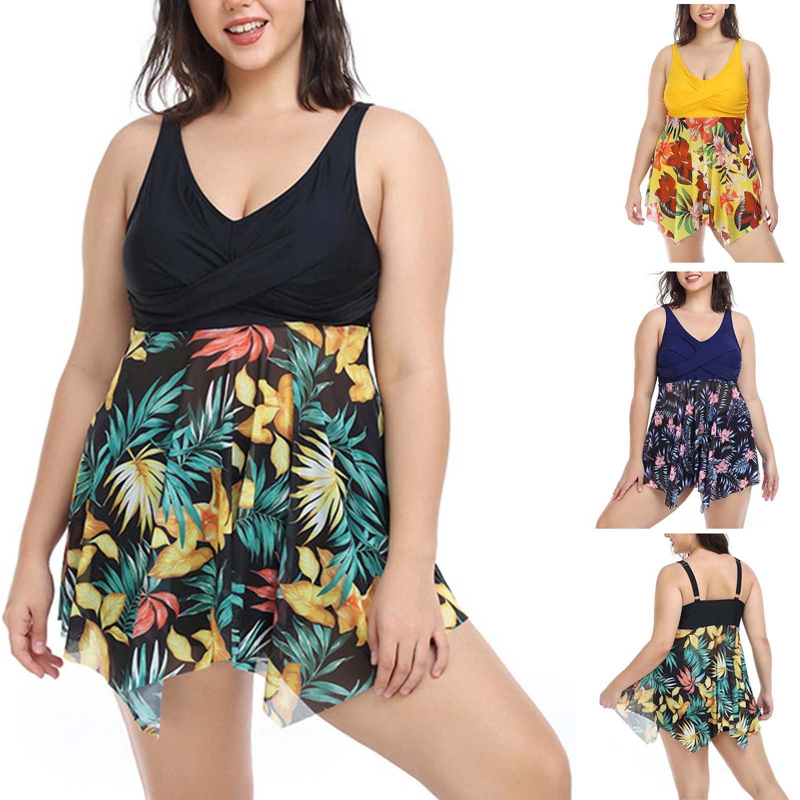 Reduce Swimsuit MIARHB Women's Plus Size Split Skirt Swimsuit with ...