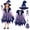 Z91-Dark Purple, variant on Girls Witch Dress Set with Hat Wand and Bag for Halloween Party Dress Up Clothes Themed Party Role Play and Pretend Play