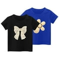 thumbnail image 1 of Odeerbi 2 Paquetes de Camisetas de Algodón de Niñas 2-11 Años Linda Impresión de Flores de Arco Camisetas de Manga Corta Tops de Verano Suaves Y Informales, 1 of 4