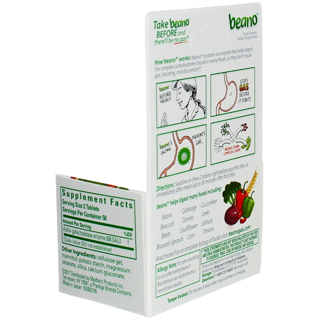 6 Pack - Beano Food Enzyme Dietary Supplement, Tablets, 100 Each