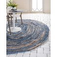 thumbnail image 2 of Unique Loom Braided Chindi Collection Casual Modern Blue Oval Rug (3' 3 x 5' 0), 2 of 4