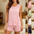 thumbnail image 2 of Shorts Pajamas Sets for Women Summer Soft Modal Sleepwear Sleeveless Versatile Comfy 2 Piece Lounge Set, 2 of 5