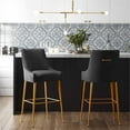 thumbnail image 2 of TOV Furniture Beatrix 30.7" Transitional Velvet Bar Stool in Pleated Black, 2 of 6