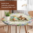 thumbnail image 4 of Easter Bunny Round Tablecloth, Fitted Table Cover with Elastic for 36"-44" Round Tables, Spring Floral Blossom Easter Eggs Watercolor Table Cloth Outdoor Indoor Dinning Party Waterproof Tablecloths, 4 of 7