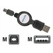 Philips - USB cable - USB (M) to mini-USB Type B (M) - 4.6 ft - retractable