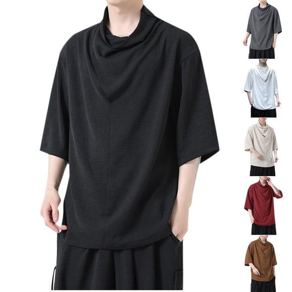 NJDVHB Chemise d'Été pour Hommes, Hauts d'Entraînement pour Hommes, T-Shirts Décontractés en Soie Glacée Manches Courtes Col Rond, Kaki, TTTG