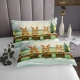 thumbnail image 3 of Christmas Rabbit Kids Queen Coverlet Set Cute Cartoon Animal Bedspread Set For Boys Girls,Xmas Pine Tree Winter Snowflakes Quilt Set Rustic Wooden Railings Holiday Bed Set, 3 of 5