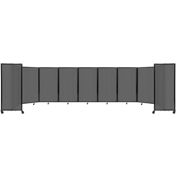 Versare Polycarbonate Room Divider 360 Portable Wall Partition | Freestanding Office Dividers | Locking Wheels | Privacy Screen Panels - 25' x 5' Dark Gray Thermoplastic Polymer