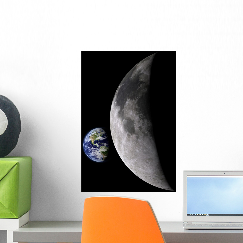 Earth and Moonelements This Wall Mural Decal Sticker, Wallmonkeys Peel ...
