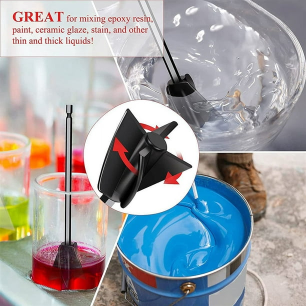4Pcs Epoxy Mixing Stick Paint Stirring Rod Putty Cement Paint Mixer  Attachment with Drill Chuck for Oil Paint