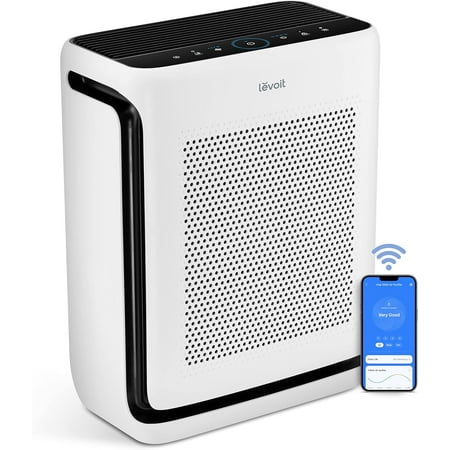 Air Purifiers for Home Large Room Up to 1800 Ft² in 1 Hr with Washable Filters, Air Quality Monitor, Smart WiFi, HEPA Sleep Mode for Allergies, Pet Hair, Pollen in Bedroom, Vital 200S-P, Black