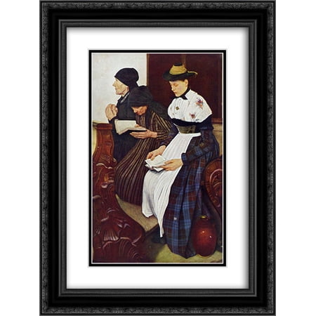 Wilhelm Leibl 2x Matted 20x24 Black Ornate Framed Art Print 'Die drei Frauen in der Kirche'