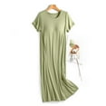 thumbnail image 4 of AWZXDE Chemise de Nuit une Pièce d'Été pour Femmes, Longueur Genou, Ample, Grande Taille, Manches Courtes, avec Soutien-Gorge Intégré, Mode Simple, Col Rond, Vert, TG, 4 of 5
