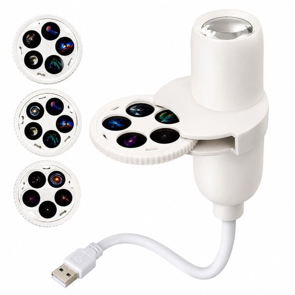 Zlinib projector, 15-Scene Plug-and-Play Hd Star Projector with 3 Interchangeable, Flexible Gooseneck and Dimmable Touch Control for Bedroom, Dorm, Gaming Room,3 Sheets