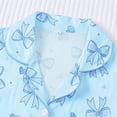 thumbnail image 6 of FASHOFT Valentines Pajamas for Women Set Bow Printing Button Up Pjs Short Sleeve Ruffle Sleepwear Notch Collar Bride Soft Comfy Pj Lounge Sets Blue S, 6 of 9