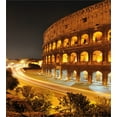 thumbnail image 3 of Italy Duvet Cover Set, Colosseum at Night Scenery Rome European City Heritage Monument Landscape, Decorative 3 Piece Bedding Set with 2 Pillow Shams, King Size, Amber Marigold Black, by Ambesonne, 3 of 3