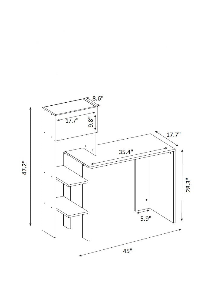 Ada Home Decor Furniture 3 Tier White Walnut Rebecca Modern Desk