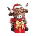 thumbnail image 3 of Cute Highland Cow Gifts Christmas Decor, Resin Highland Cow Bathroom Decor with Santa Hat, Christmas Cow Figurines for Xmas Home Table Decor, 3 of 5