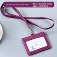 thumbnail image 1 of Neutral Minimalist Style PU Leather Protective Sleeve for ID Card Work Badge Student School Name Tag Lanyard Buckle Home Use, 1 of 5