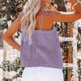 thumbnail image 3 of Camisola sin mangas para mujer, camiseta sin mangas informal con tirantes finos y botones en la parte delantera, sin espalda, color morado claro L, 3 of 5
