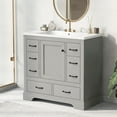 thumbnail image 2 of 36 Inch Bathroom Vanity, Bathroom Storage Cabinet With Top Sink, Overflow， 3 Faucet Holes, Adjustable Shelf, 3 Drawers Single Sink Bathroom Vanity Cabinet, 2 of 9
