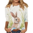 thumbnail image 3 of TaTaai Women's Easter Printed Pullover T-Shirt Round Neck 3/4 Sleeve Casual Loose Fit Holiday Spring Festival Top Everyday Blouse Gift, 3 of 5
