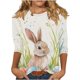 thumbnail image 3 of TaTaai Women's Easter Printed Pullover T-Shirt Round Neck 3/4 Sleeve Casual Loose Fit Holiday Spring Festival Top Everyday Blouse Gift, 3 of 5