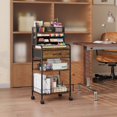 thumbnail image 6 of Art cart 3 Tier Rolling Cart - Utility Cart with Storage Drawer and Wheels Versatile Art Craft Organizer for Home Office or Studio Ideal for Storing Brushes Paints Brown, 6 of 7
