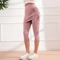 thumbnail image 6 of Skirted Leggings for Women, Audhol Women's Color Block High Strength High Elasticity Quick Drying Yoga Sports Leggings Leggings with Skirt for Women Pink 2XL, 6 of 9