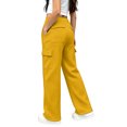 thumbnail image 6 of RUTAYY Girls Wide Leg Cargo Pants Elastic Waist Drawstring Side Pockets Trousers Trendy Relaxed Outdoor Wear Yellow, 6 of 6