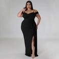 thumbnail image 5 of AURA Women Sexy V Neck High Slit Maxi Dress Spaghetti Strap Ruffle Party Club Dress, 5 of 8