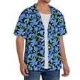 thumbnail image 2 of Pofeuu Blue Flowers Print Mens Casual Short Sleeve Shirts Beach Summer Spread Collar Pocket Tops Men's Casual Short-sleeved Shirt-XX-Large, 2 of 5
