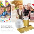 thumbnail image 5 of 600 Ct Gold Dinnerware Set for 100 Guests - Gold Rimmed Disposable Plastic Plates, Includes 100 Dinner & Salad Plates, Cups, Cutlery Set for Wedding Parties, 5 of 6