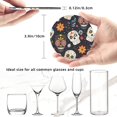 thumbnail image 5 of 6 Pce Leather Coasters 3.9in With Coasters Storage Box Antifouling And Antiscalding For Dining Room Kitchen Office Bedroom Living Room Festive Cute Sugar Skulls (3), 5 of 8