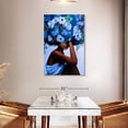 thumbnail image 3 of Elephant Stock Girl With Blue Floral Hair Wall Art - Vertical Canvas Wall Art - Living Room Wall Decor - People Canvas - Blue And Brown Decor - 30" x 45", 3 of 8
