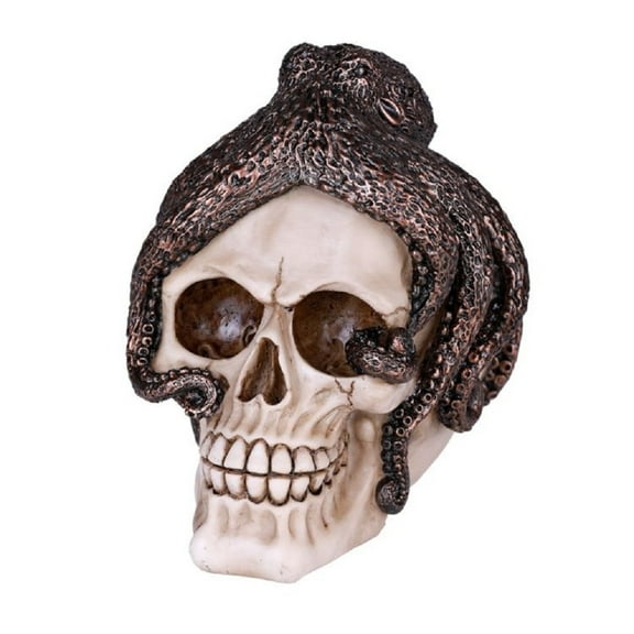 Skeleton Skull with Octopus Figurine New
