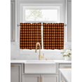 thumbnail image 2 of Half Window Curtain 36 Inches Long, Black Orange Plaid Window Treatment Curtain Drapes, Farmhouse Buffalo Check Gingham Small Tier Curtains for Bathroom Over Sink, 27.5"x36", 2 Panels, 2 of 7