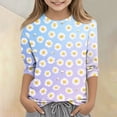 thumbnail image 5 of Grblisyd Girls 3/4 Sleeve T Shirts Kids Cute Floral Print Tops Casual Loose Crewneck Graphic Tees 2-13Y, 5 of 5