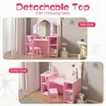 thumbnail image 3 of Garvee Kids Vanity Set with Mirror, 2-in-1 Wooden Toddler Vanity Table with Stool, Removable Top, Princess Pretend Play Beauty Makeup Vanity for Little Girls, Pink, 3 of 8