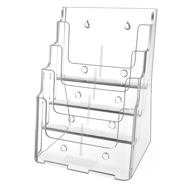 Soporte acrílico para folletos MaxGear, 8.5 x 11 pulgadas, 4 niveles, transparente