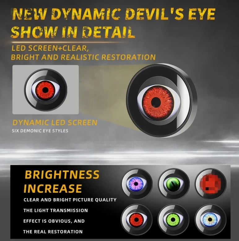 Explosive car LED devil eye headlights 1.5w modified flat model dynamic lights multi-mode
